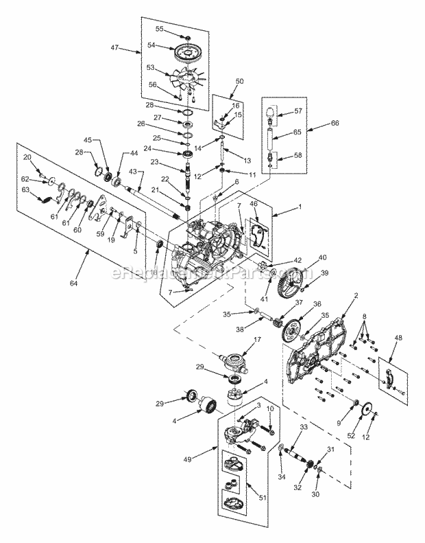 Transmission Rh Diagram and Parts List for RZT17 17AA5A4G710, 17AA5A4G712 Cub Cadet Lawn Mower